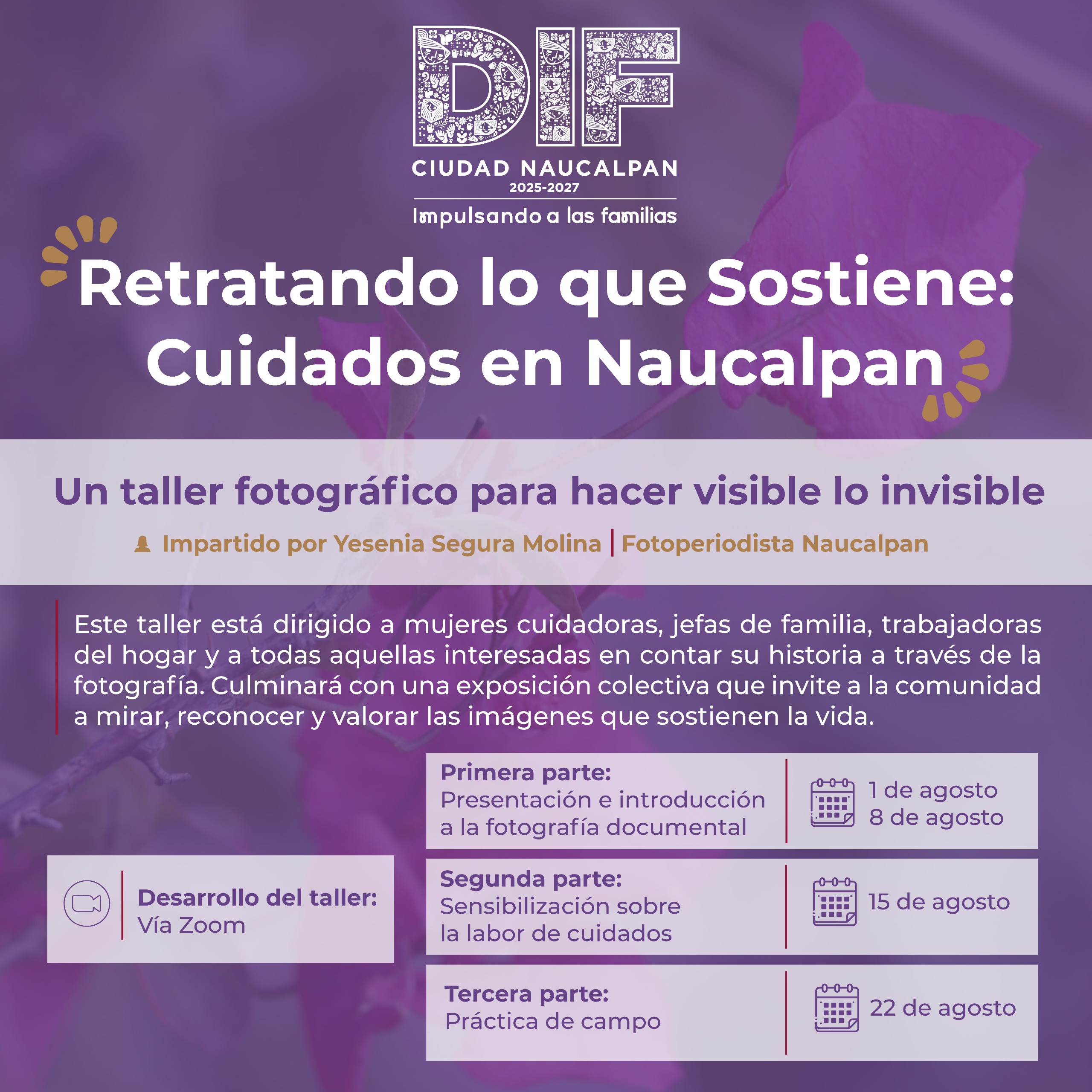 DIF NAUCALPAN IMPULSA TALLER DE FOTOGRAFÍA PARA VISIBILIZAR EL TRABAJO DE MUJERES CUIDADORAS.